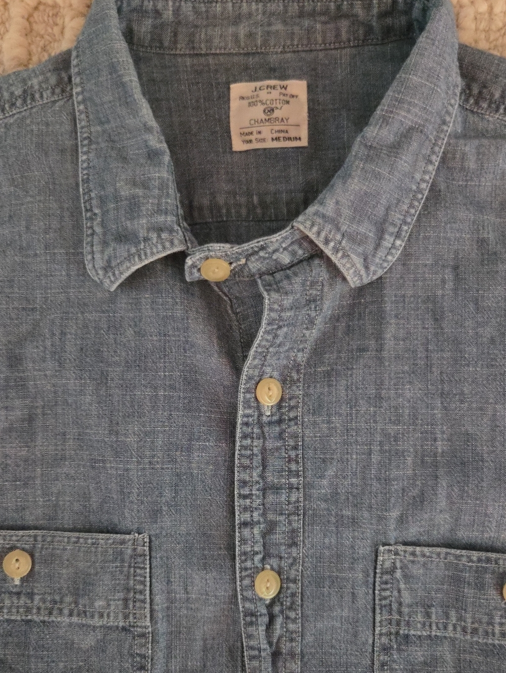 J.Crew Men M Heritage Cotton Chambray Utility Work Shirt Medium
